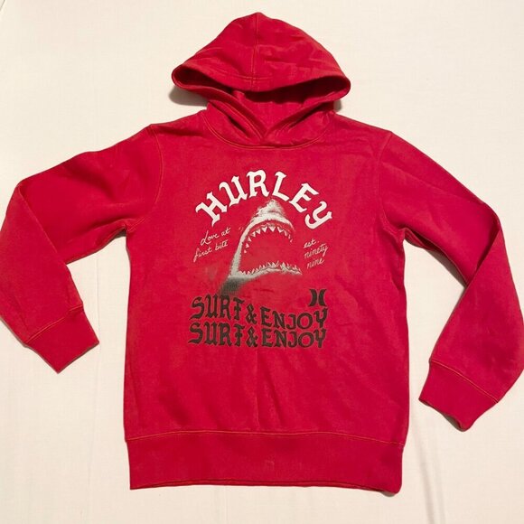 Hurley Red Shark Hoodie Boys Size Large 12-13 Yrs - Picture 1 of 16